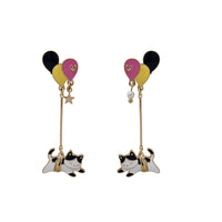 Women's Fashion Simple Long Cartoon Cats Clash Color Balloon Earrings