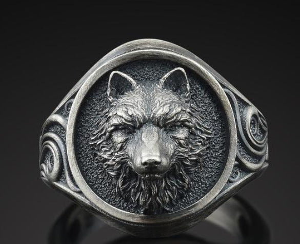 European And American Temperament Silver Domineering Retro Wolf Totem Men's Ring