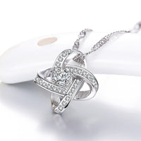 925 Sterling Silver Necklace For Women Forever Heart AAA Zircon Mosaic Necklaces & Pendants Gift
