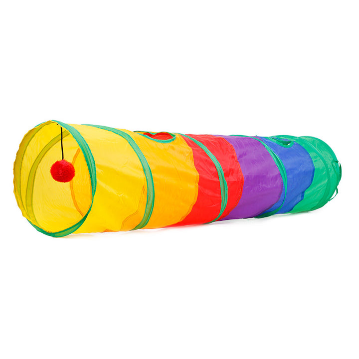 Collapsible Cat Channel Rolling Floor Dragon Color Cylinder Pet Toy Rainbow Cat Tunnel