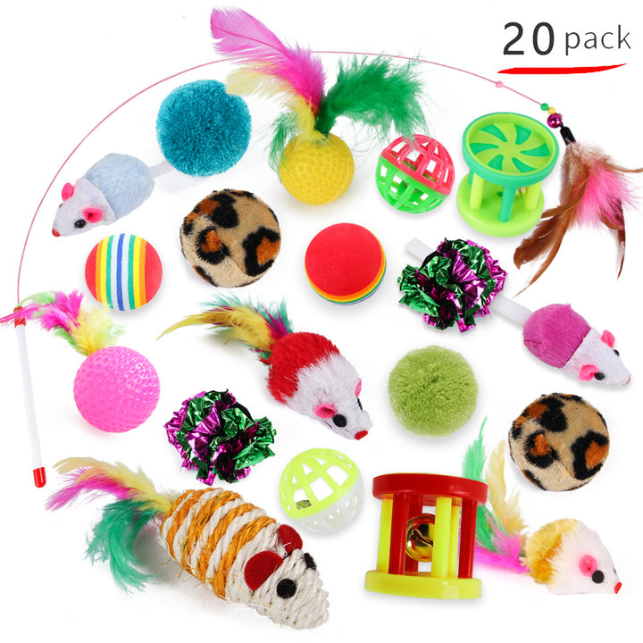 Cat Toys, Funny Cat Stick, Sisal, Mouse, Cat Supplies 20-Piece Set