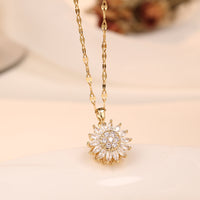 Double-layer Rotatable Sunflower Necklace Jewelry