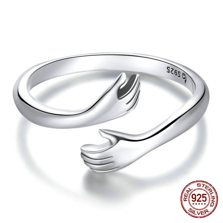 Women's Fashion Sterling Silver Hug Ring
