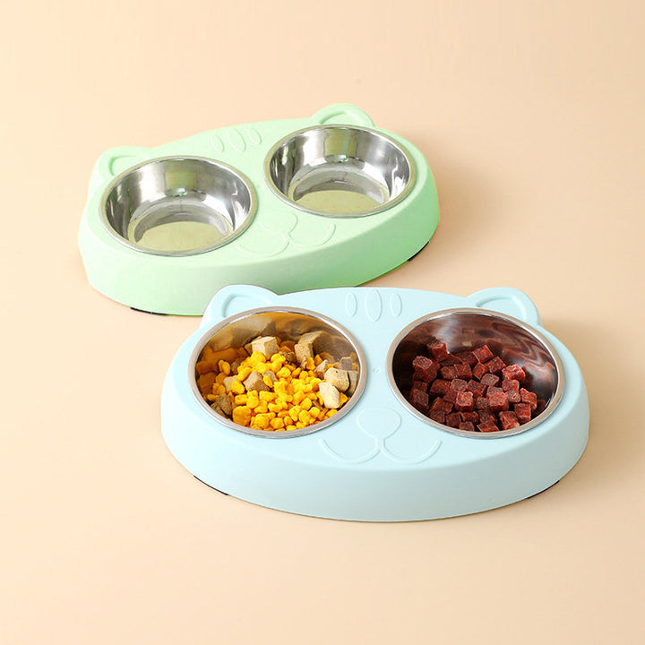 Dog Bowls Double Dog Water And Food Bowls Stainless Steel Bowls With Non-Slip Resin Station, Pet Feeder Bowls For Puppy Medium Dogs Cats