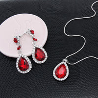 Two-Piece Bridal Jewelry Wedding Rhinestone Earrings Pendant Necklace