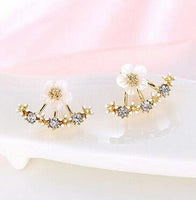South Korea S925 Silver Earrings small daisy flowers after hanging Earrings Korean hypoallergenic sterling silver jewelry