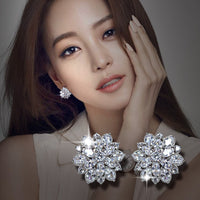 S925 pure Tremella nail Flower Earrings Korean temperament sterling silver jewelry hypoallergenic Earrings