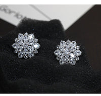 S925 pure Tremella nail Flower Earrings Korean temperament sterling silver jewelry hypoallergenic Earrings