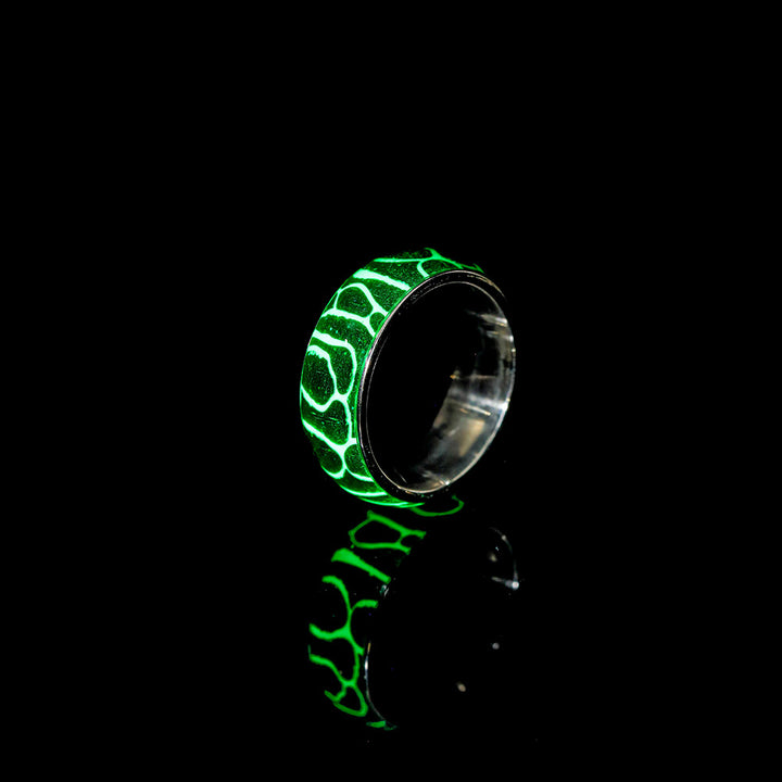 Irregular Zebra Pattern Glow Stainless Steel Ring