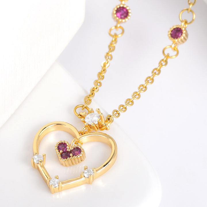 Fashion Double Love Pendant Necklace