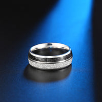 Titanium Steel Inlaid Silver Foil Carbon Fiber Wood Piece Ring