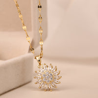 Double-layer Rotatable Sunflower Necklace Jewelry