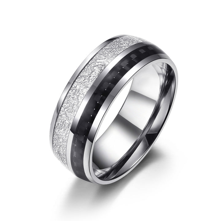 Titanium Steel Inlaid Silver Foil Carbon Fiber Wood Piece Ring