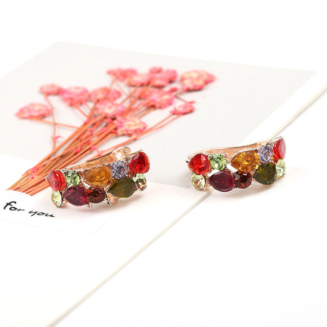 European and American fashion colorful zircon ladies earrings hypoallergenic earrings jewelry