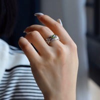 Light Luxury Natural Diopside Feather Ring