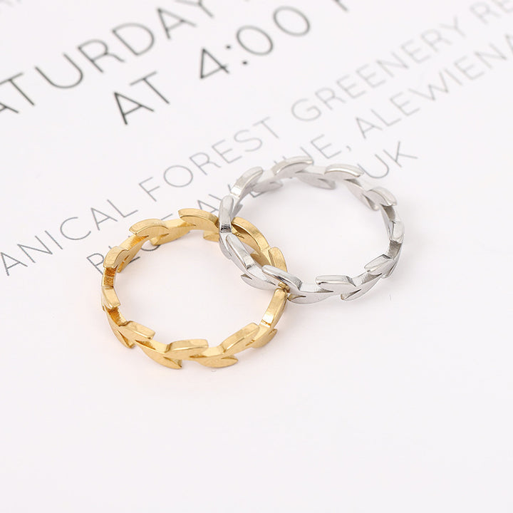 New Fashion Leaves Titanium Steel Ring Rattan Willow Branch