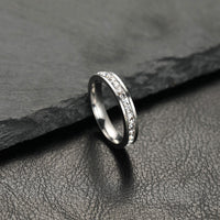Women's Fashion Simple Stainless Steel Single And Double Row Zircon Ring