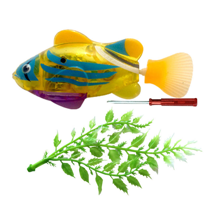 Pet Fish Electronic Cat Toys With Grass LED Light Toys