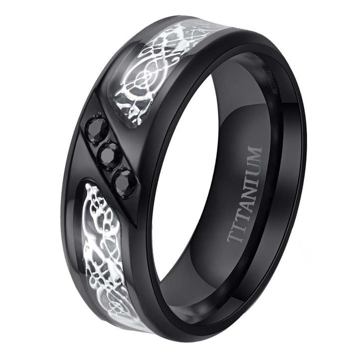 Stainless Steel Ring With Diamond Inlay