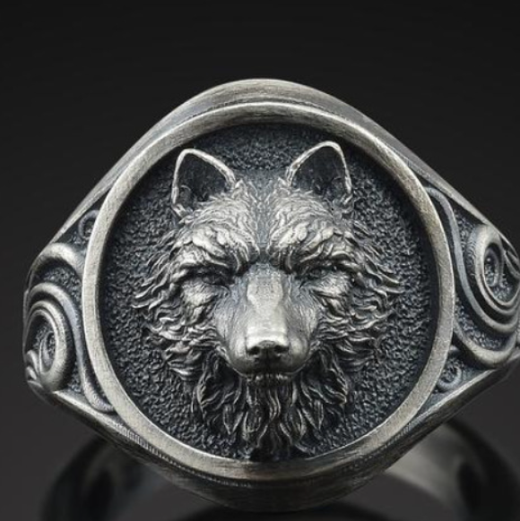European And American Temperament Silver Domineering Retro Wolf Totem Men's Ring
