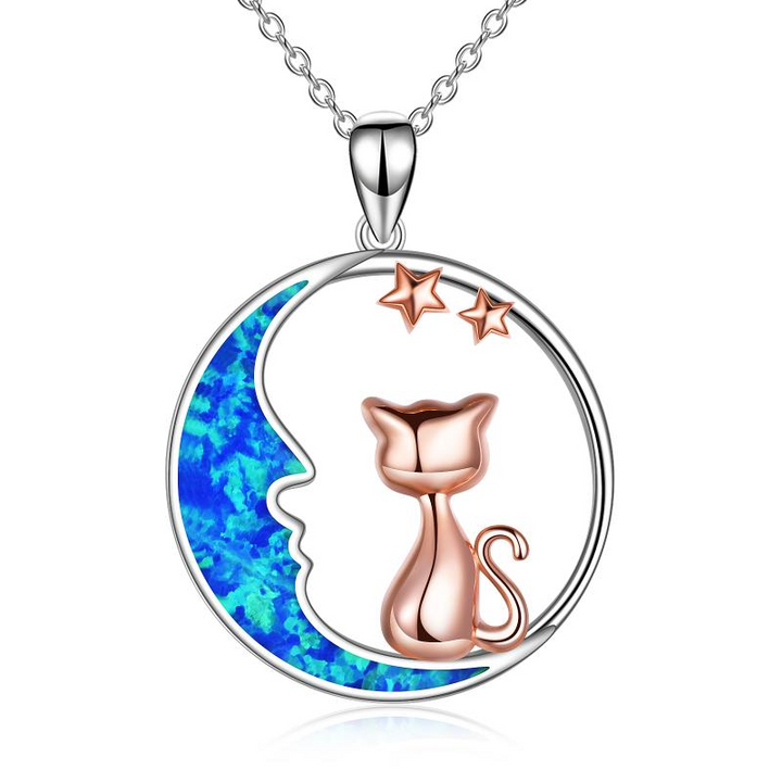 Blue Moonlight Cat Necklace